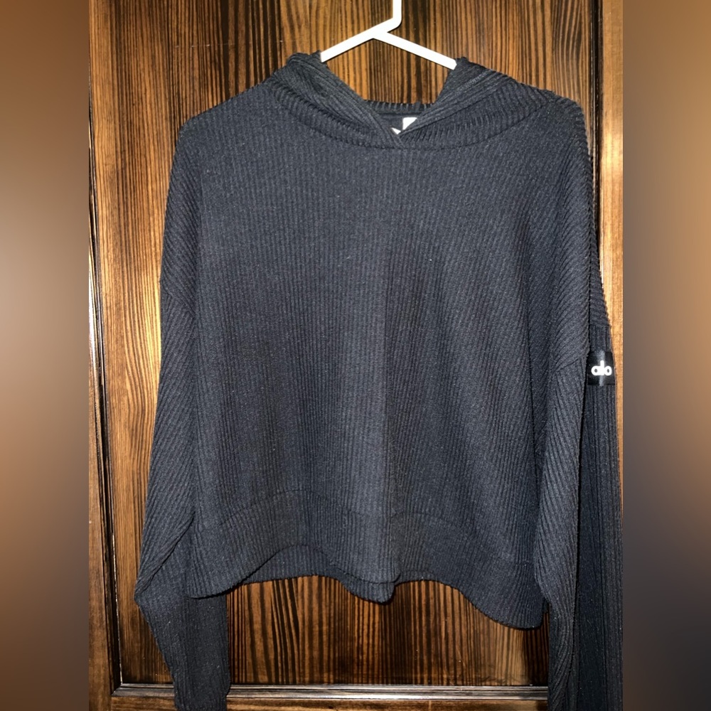 ALO Yoga Black Ribbed Hoodie